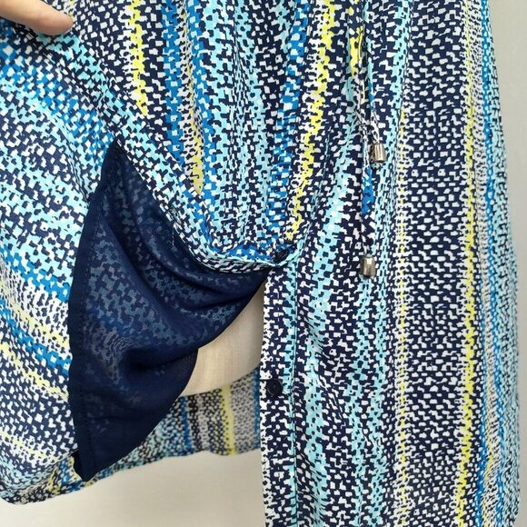 Skies Are Blue Shirt Dress Colorful Sleeveless Button Front Tie Waist Womens L - Picture 13 of 16